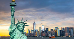 New York skyline at dusk